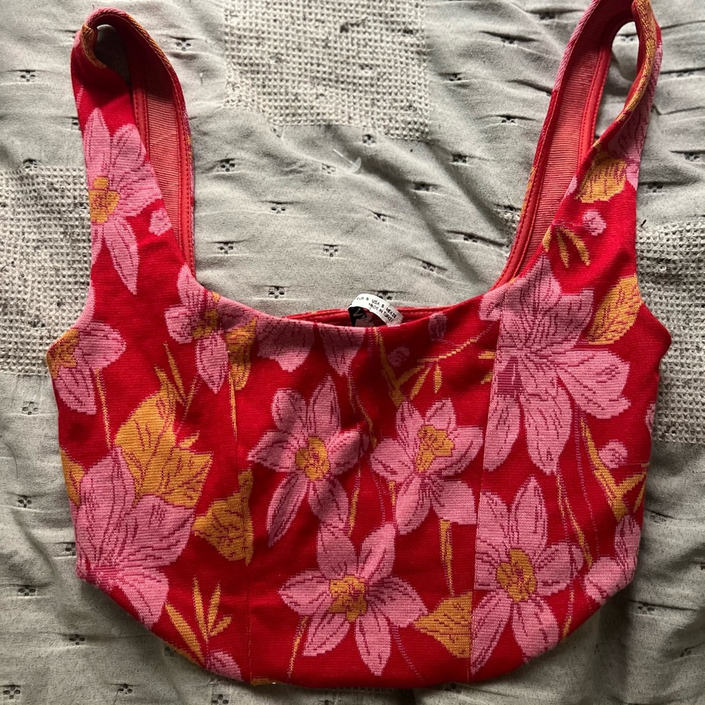 Zara Red/ Pink Floral Crop Top